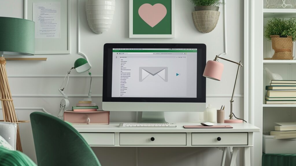 A pretty home office with an email open on the desktop. How is your email deliverability?